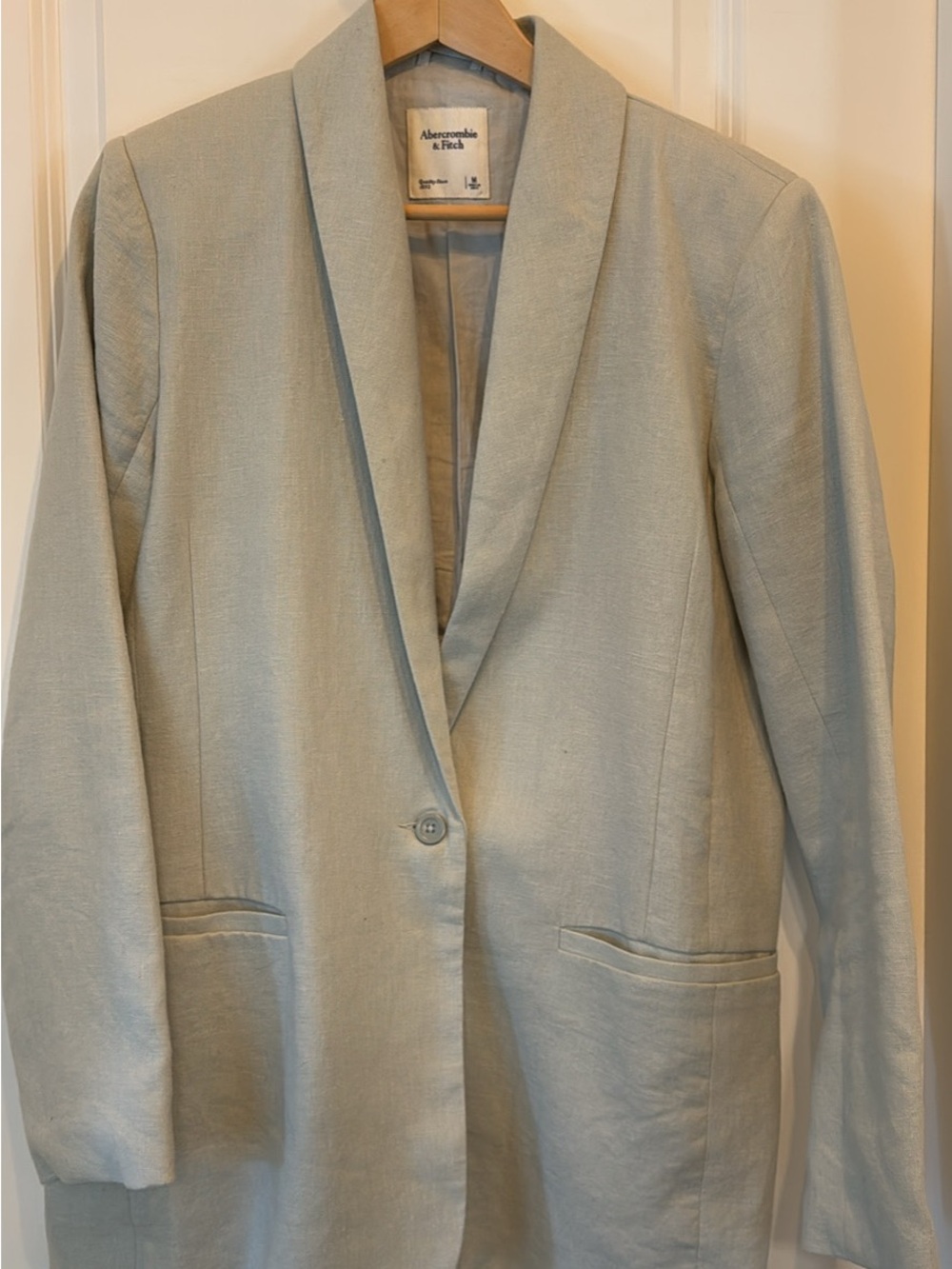 Abercrombie & Fitch Sage Green Single-Button Blazer